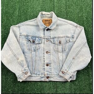 Vintage Levi's Big Jean Women's Medium Denim Jacket Light Wash Blue Cotton 90s